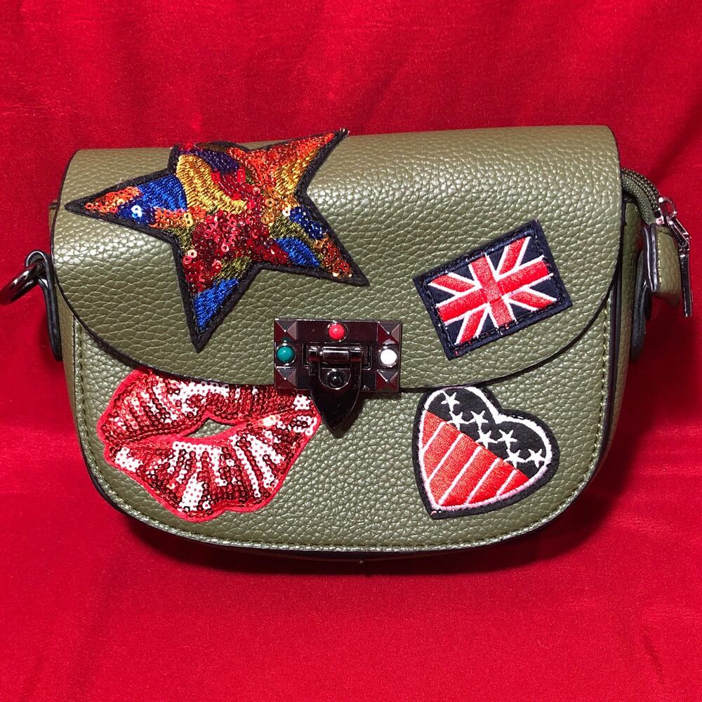 Crossbody Purse Shoulder Wallet Hand Bag Satchel 4 Patches Sequins NEW
